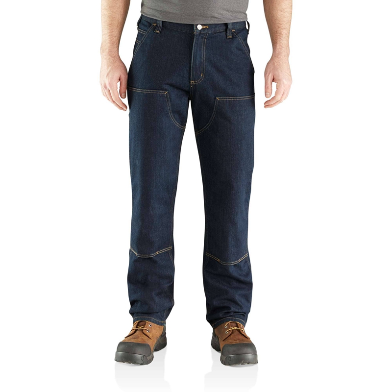 Dark Blue Men Carhartt Rugged Flex® Relaxed Fit Double-Front Utility Jeans | DMJ-864159