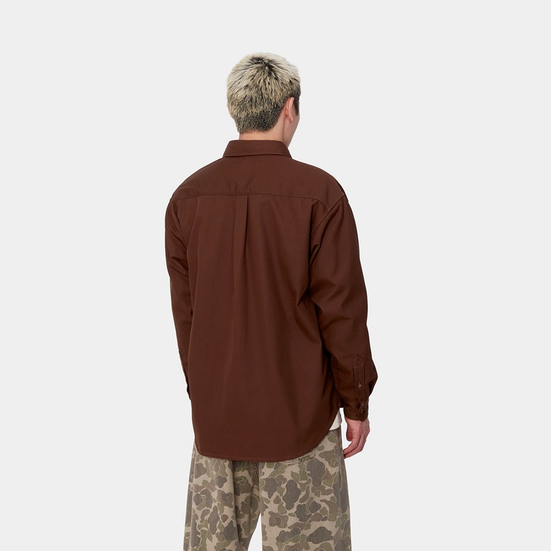 Dark Brown Men Carhartt Module Script Shirts | WJP-052361