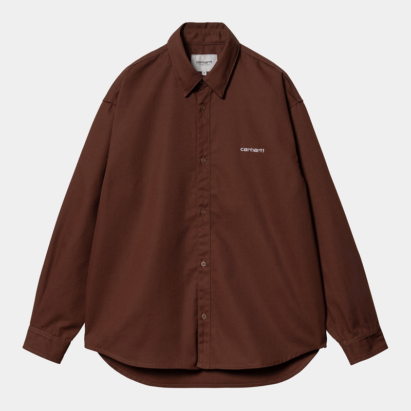 Dark Brown Men Carhartt Module Script Shirts | WJP-052361