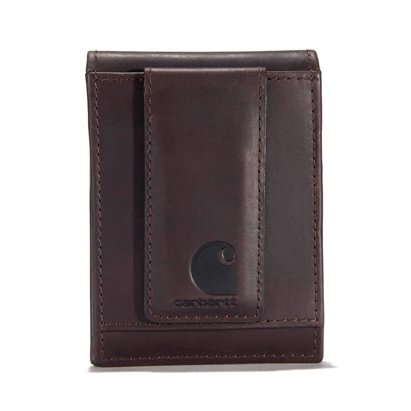 Dark Brown Men Carhartt Oil Tan Front Pocket Wallets | FWS-740521