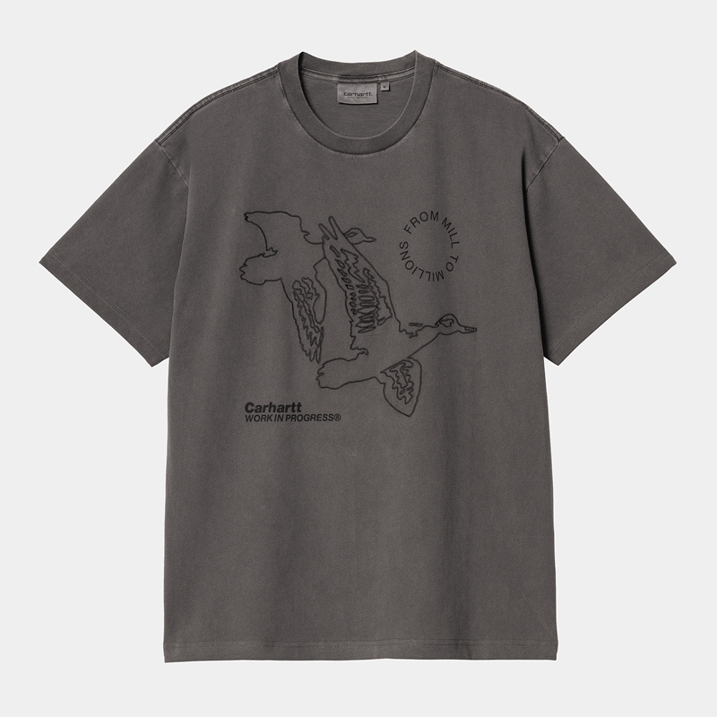 Dark Grey Men Carhartt Flying Ducks T-Shirt | UOC-951403