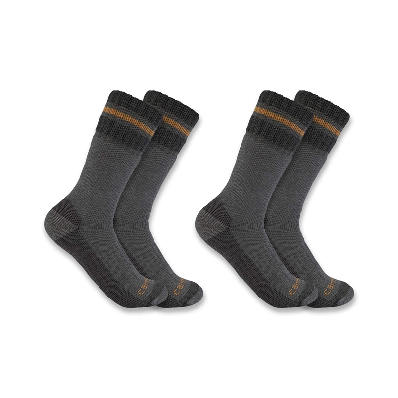 Dark Grey Men Carhartt Heavyweight Synthetic-Wool Blend Boot 2-Pack Socks | EAG-528176