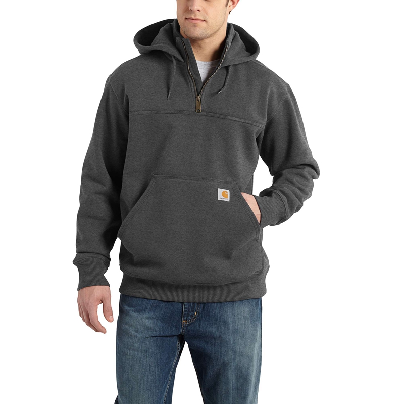 Dark Grey Men Carhartt Rain Defender® Loose Fit Heavyweight Quarter-Zip Hoodie | WUD-731294