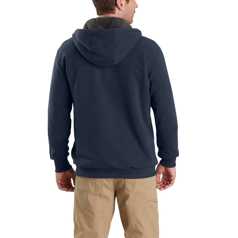 Dark Grey Men Carhartt Rain Defender® Relaxed Fit Midweight Sherpa-Lined Full-Zip Sweatshirt | PNQ-680719