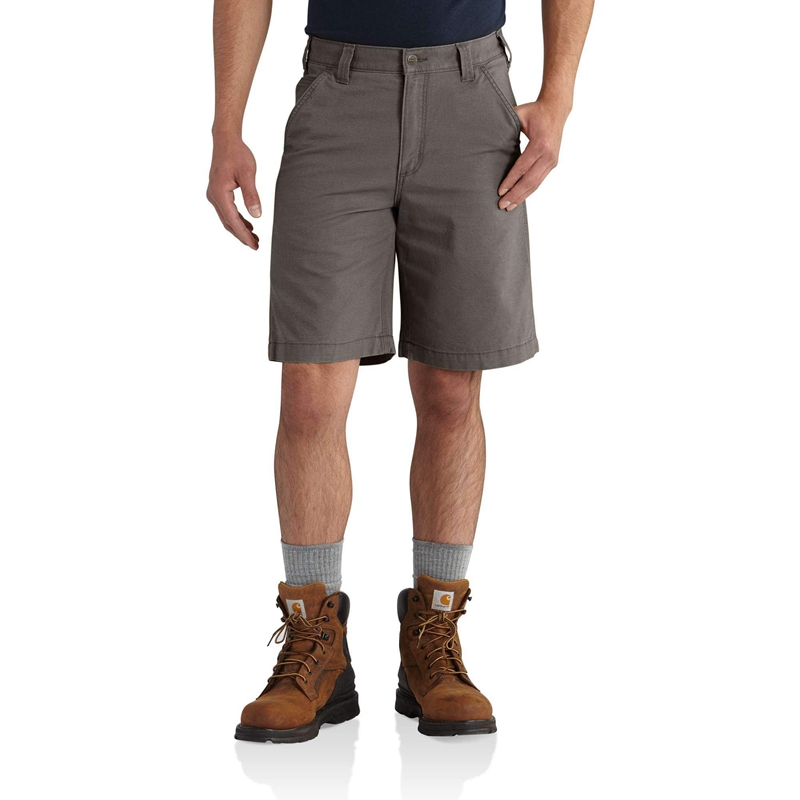 Dark Grey Men Carhartt Rugged Flex® Relaxed Fit Canvas Work Shorts | OHP-796034