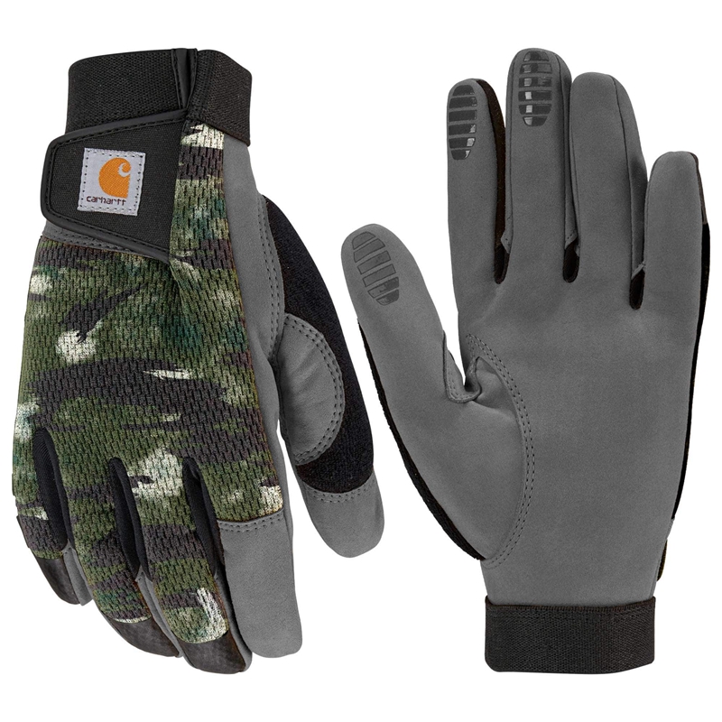 Dark Grey Men Carhartt Synthetic Leather High Dexterity Touch Sensitive Secure Grip Cuff Gloves | TEB-635290