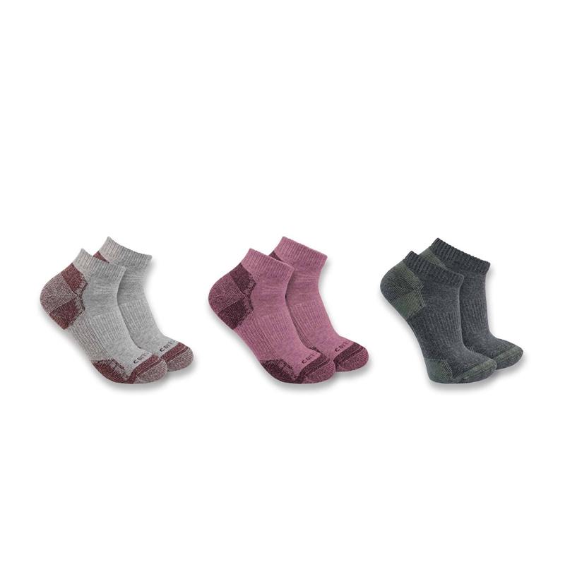 Dark Grey Women Carhartt Midweight Cotton Blend Low Cut 3 Pack Socks | OEB-256418