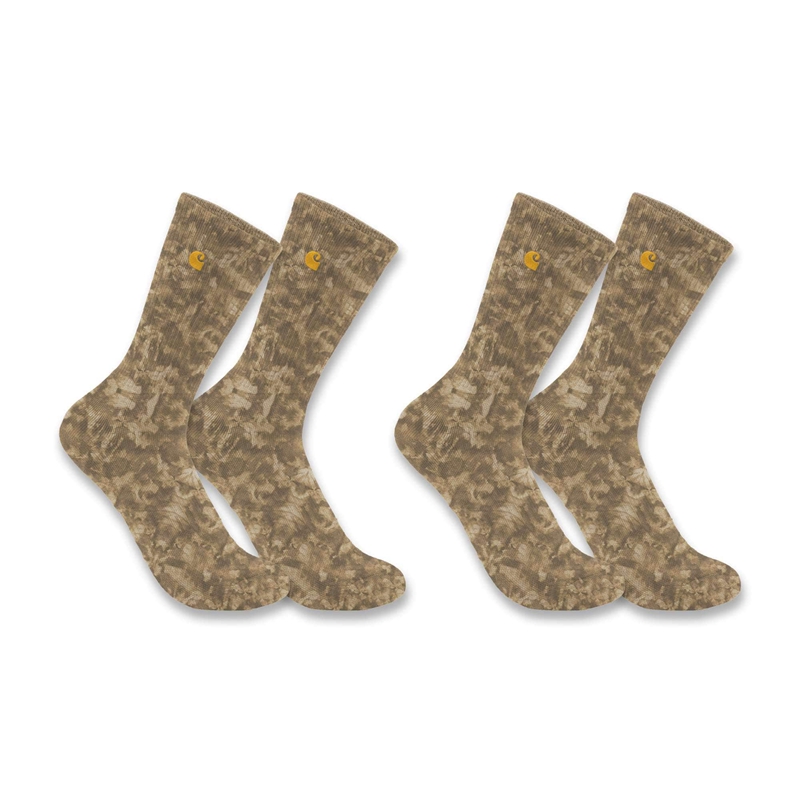 Dark Khaki Women Carhartt Midweight Tie-Dye Crew 2-Pack Socks | FWP-657293