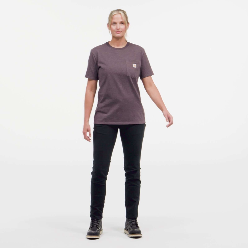 Dark Yellow Women Carhartt Loose Fit Heavyweight-Sleeve Pocket T-Shirt | VPB-903486