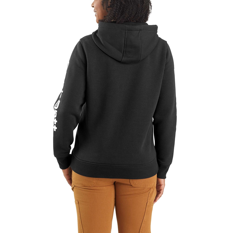 Dark Yellow Women Carhartt Relaxed Fit Midweight Logo Sleeve Graphic Hoodie | GKE-875369