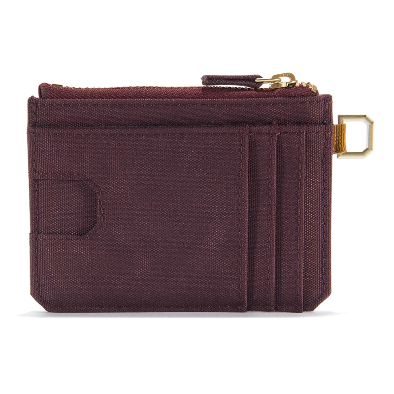 Deep Burgundy Women Carhartt NYLON DUCK ZIPPERED CARD KEEPER Wallets | FDK-362984