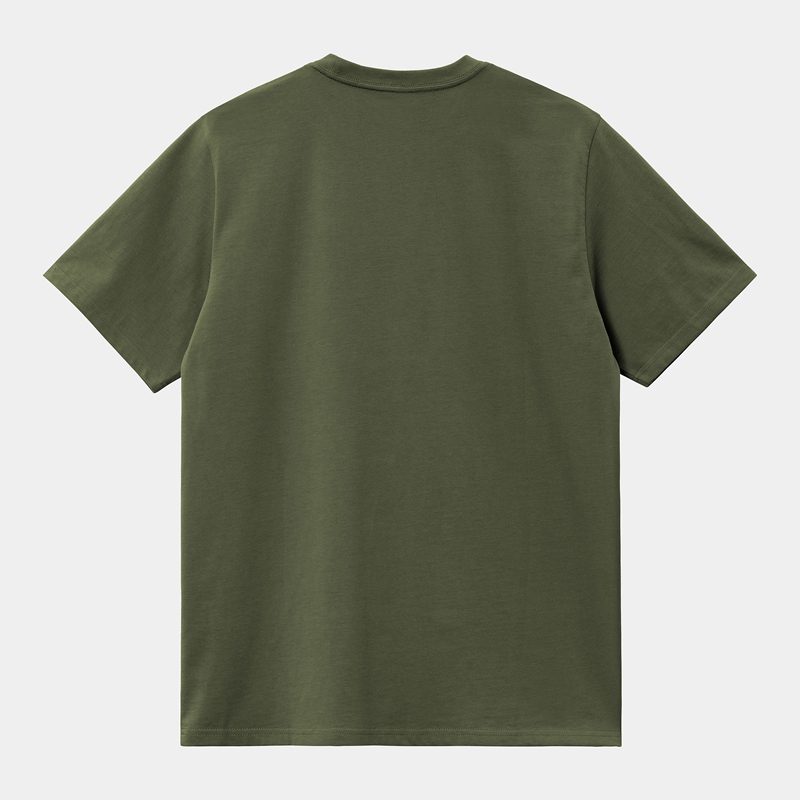 Green Men Carhartt American Script T-Shirt | AWY-217365