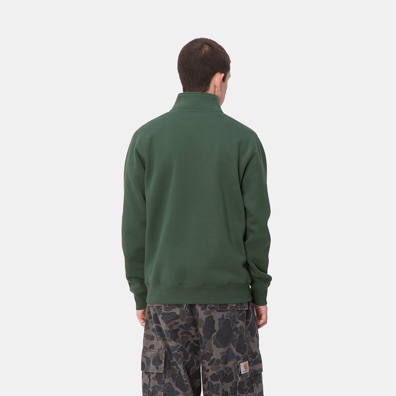 Green Men Carhartt Chase Neck Zip Sweatshirt | LMP-603597