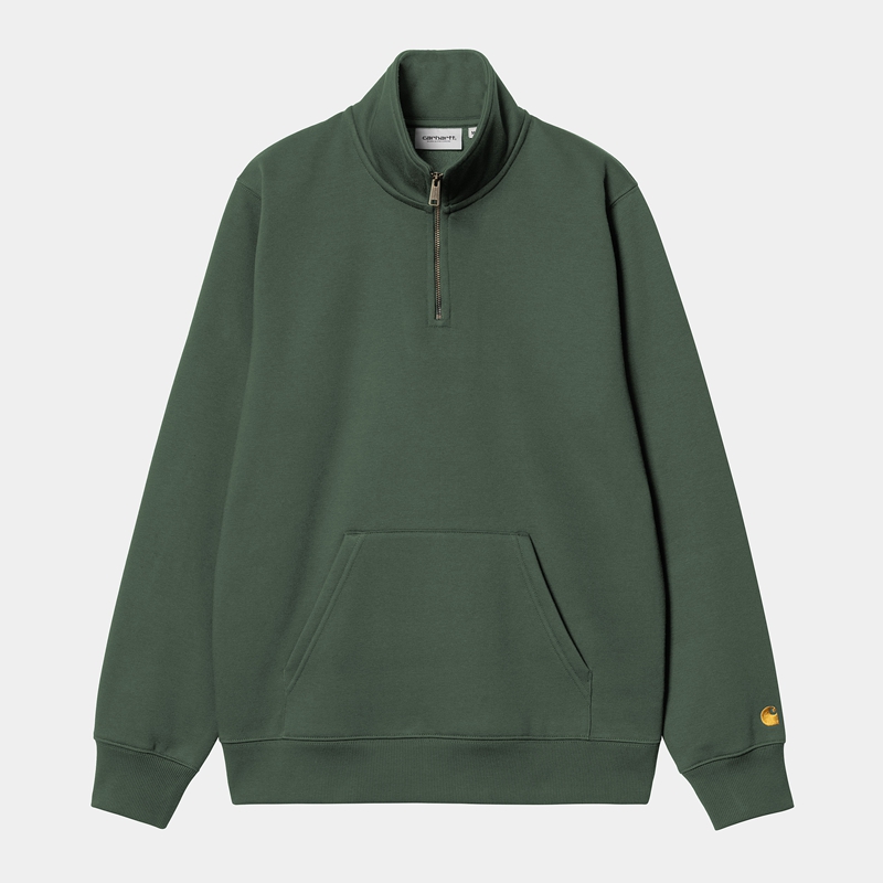 Green Men Carhartt Chase Neck Zip Sweatshirt | LMP-603597