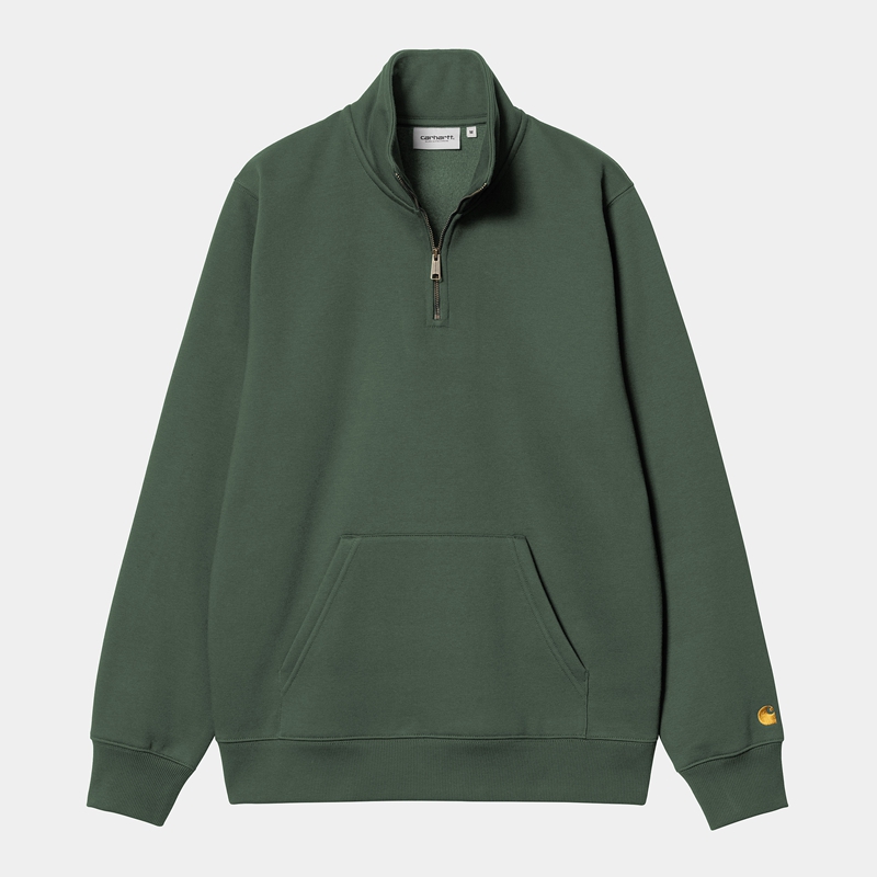 Green Men Carhartt Chase Neck Zip Sweatshirt | LMP-603597