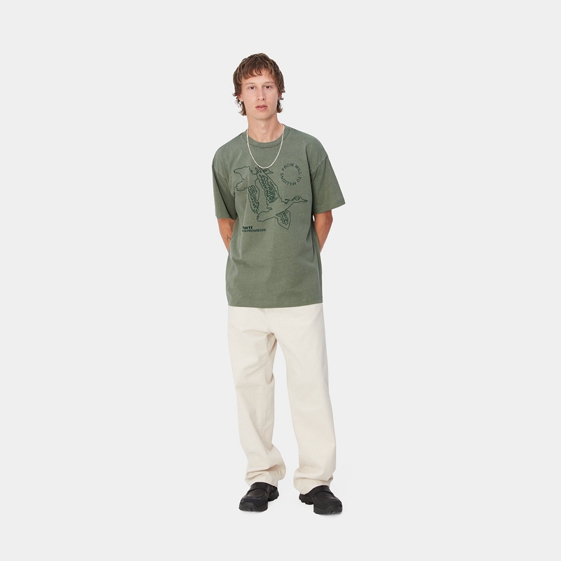 Green Men Carhartt Flying Ducks T-Shirt | AOI-047813