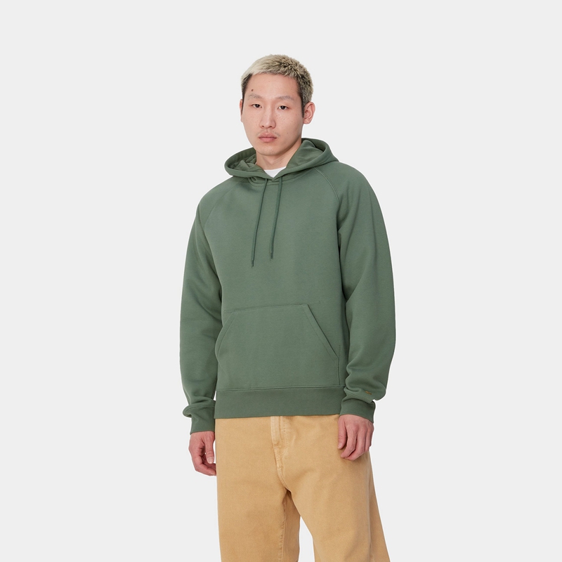 Green Men Carhartt Hooded Chase Hoodie | YFZ-952807