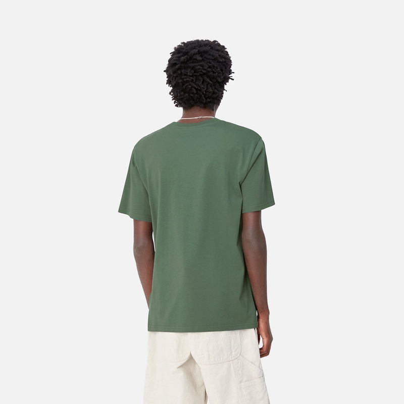 Green Men Carhartt Pocket T-Shirt | EQA-695238