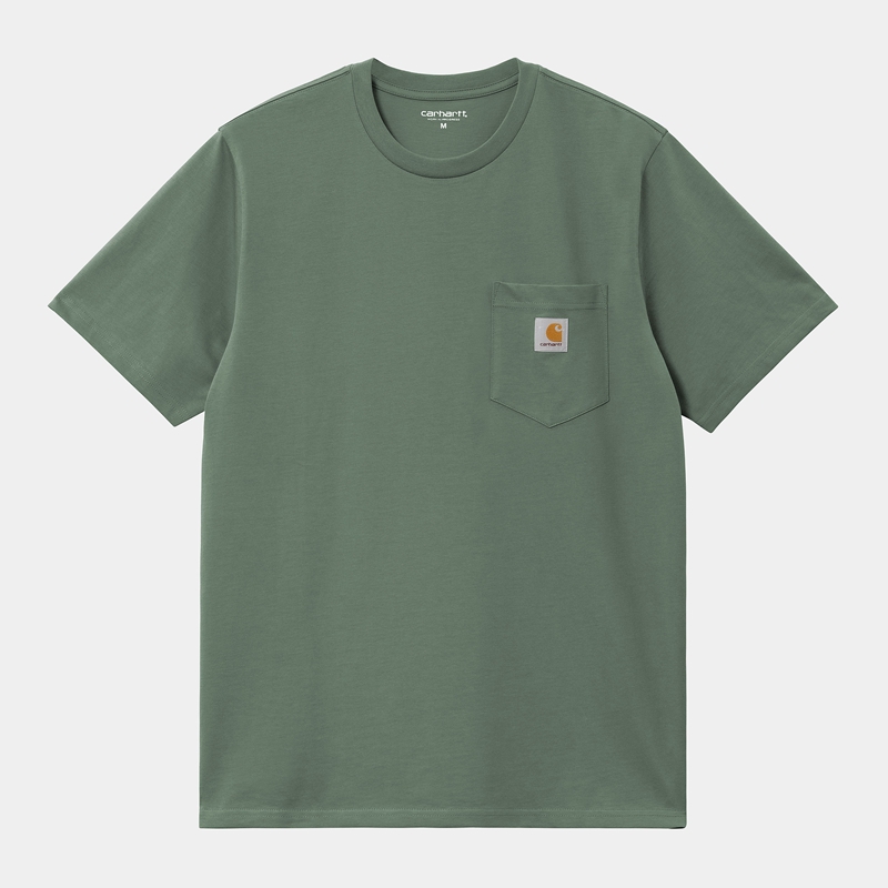 Green Men Carhartt Pocket T-Shirt | EQA-695238