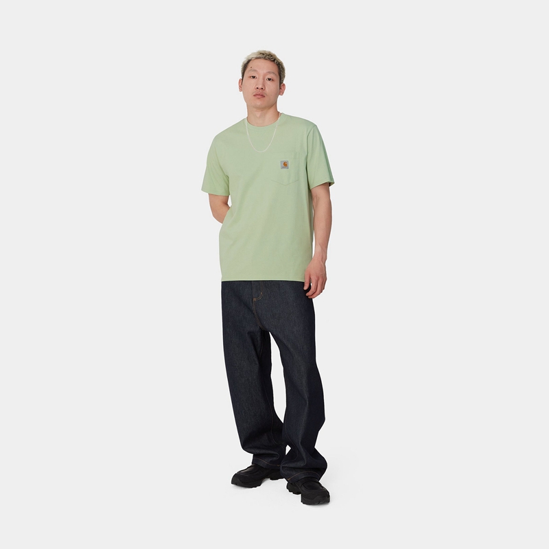 Green Men Carhartt Pocket T-Shirt | OJB-618405