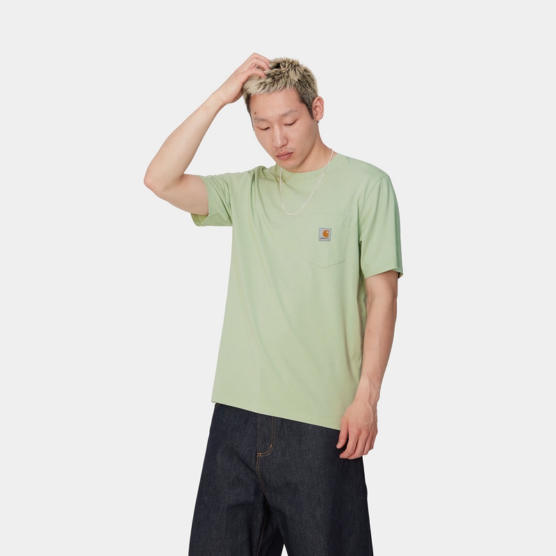 Green Men Carhartt Pocket T-Shirt | OJB-618405