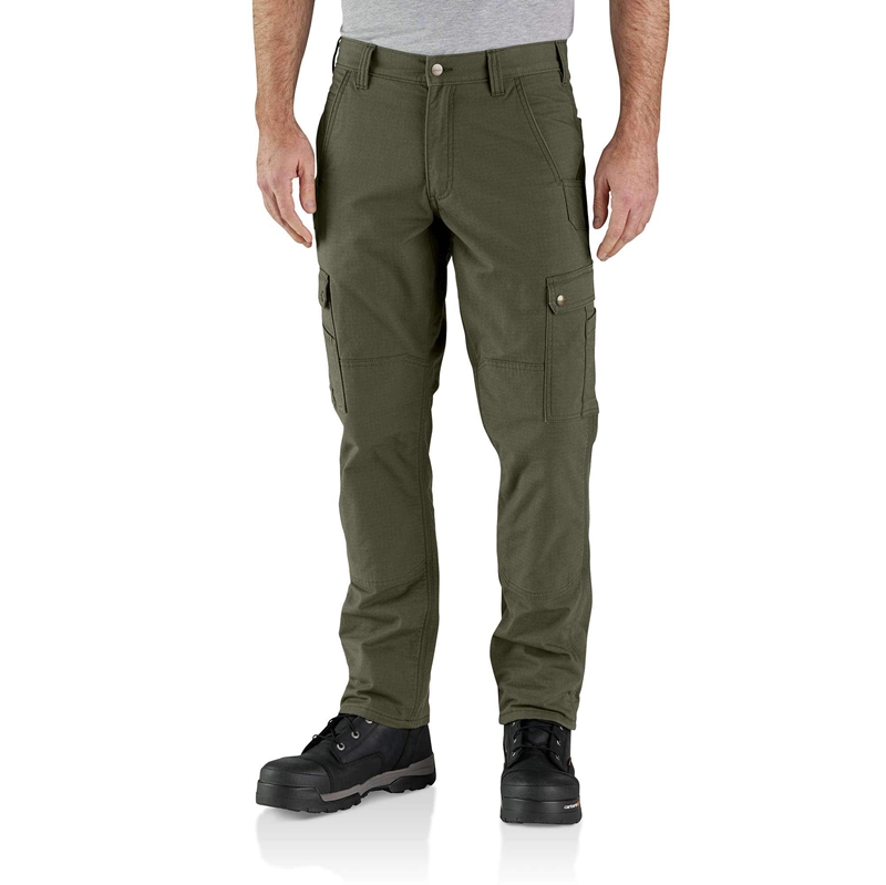 Green Men Carhartt Rugged Flex® Relaxed Fit Ripstop Cargo Fleece-Lined Work Pants | DLU-820534