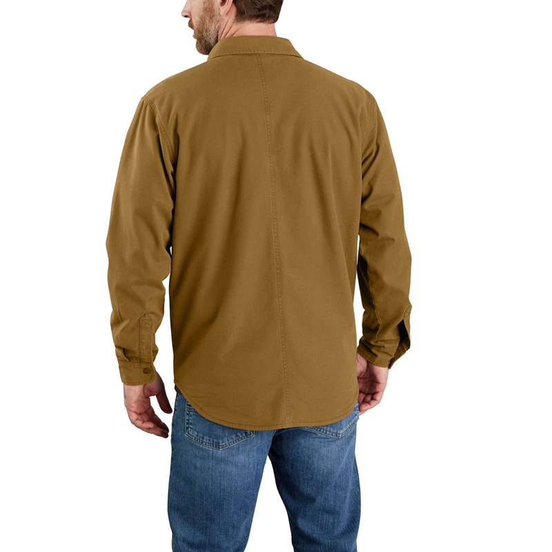 Green Men Carhartt Rugged Flex® Relaxed Fit Canvas Fleece-Lined Shirt Jackets | CZK-852309