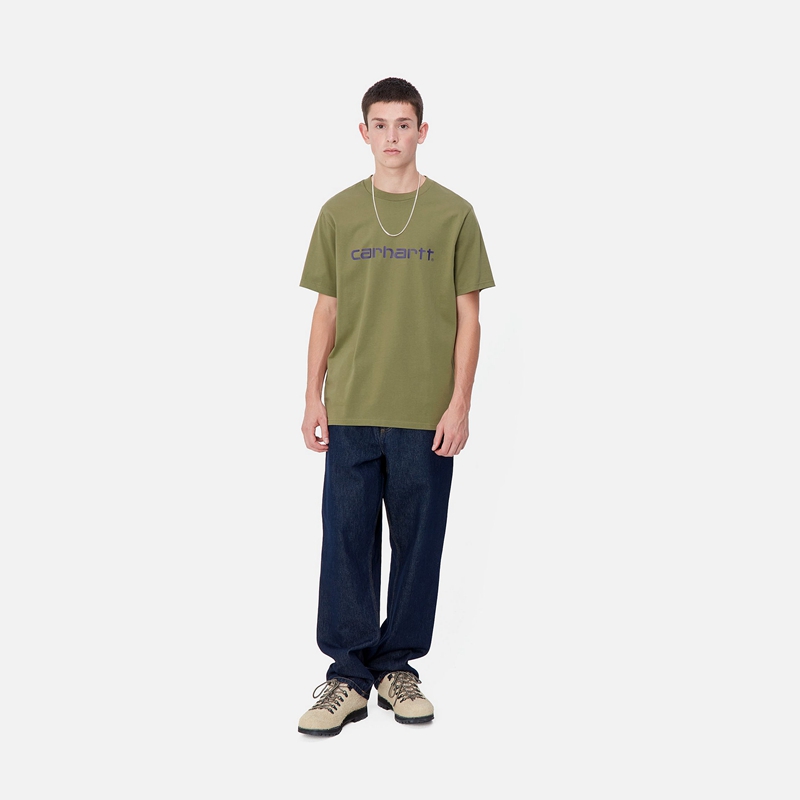 Green Men Carhartt Script T-Shirt | DRK-712465