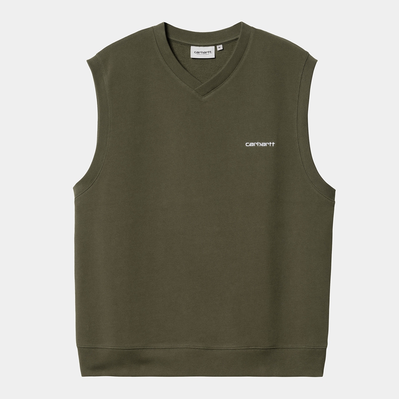 Green Men Carhartt Script V-Neck Vest | ZDC-132780