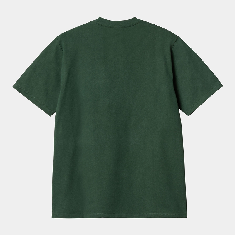 Green Men Carhartt University Script T-Shirt | FUA-862539