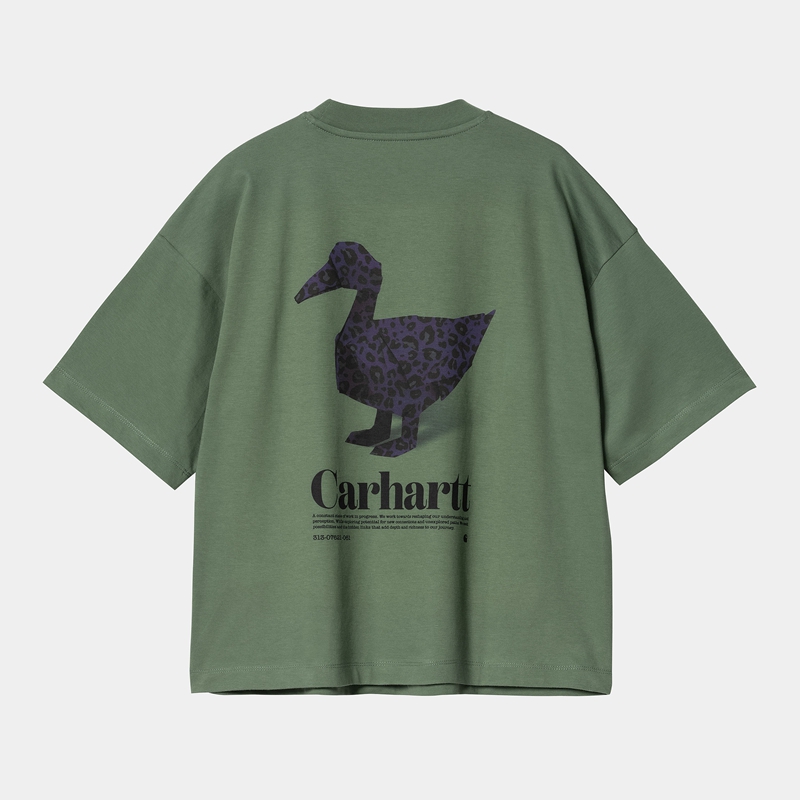 Green Women Carhartt Fold Leo T-Shirt | HGU-615783