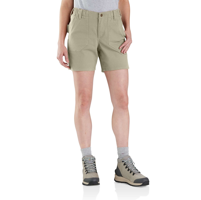 Green Women Carhartt Rugged Flex® Relaxed Fit Canvas Work Shorts | ZDM-387046