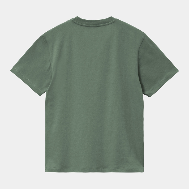 Green Women Carhartt Script Embroidery T-Shirt | LKM-279640