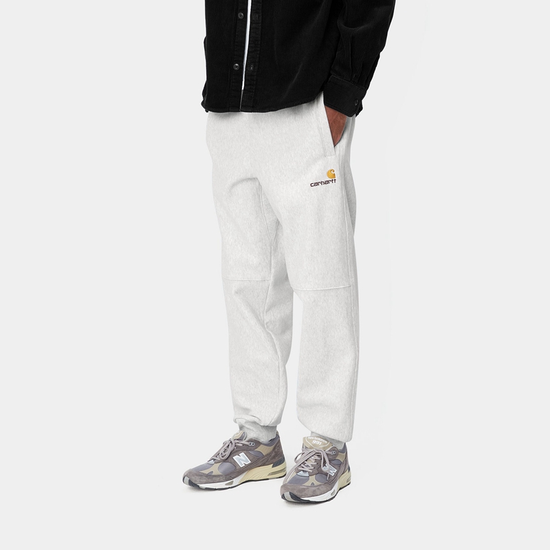 Grey Men Carhartt American Script Jogging Pants | CHJ-329504