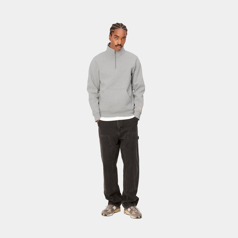 Grey Men Carhartt Chase Neck Zip Sweatshirt | HMO-213568