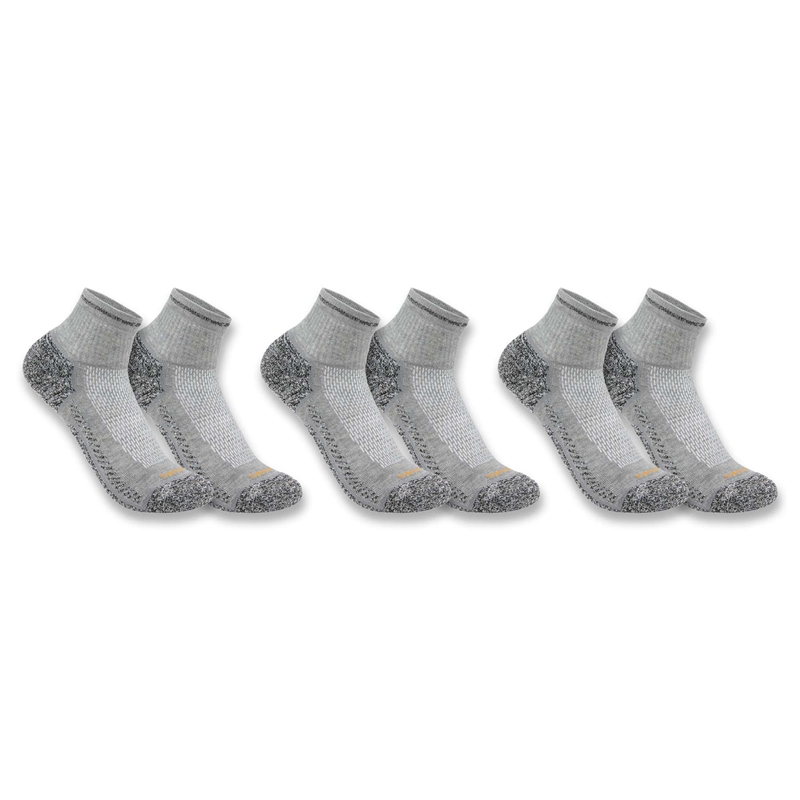 Grey Men Carhartt Force® Midweight Quarter 3-Pack Socks | CPR-687529