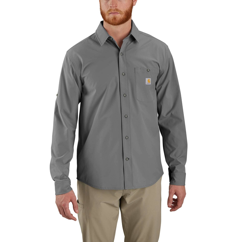 Grey Men Carhartt Force Sun Defender™ Relaxed Fit Lightweight Long-Sleeve Shirts | DKM-541628