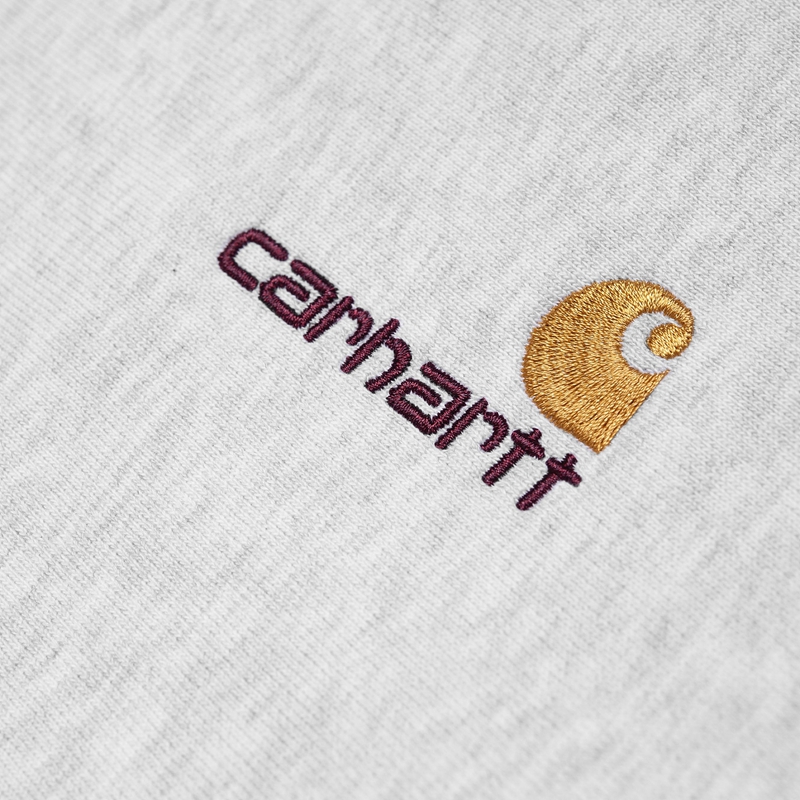 Grey Men Carhartt Half Zip American Script Sweatshirt | BRP-634019