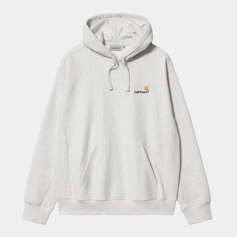 Grey Men Carhartt Hooded American Script Hoodie | JXP-140973