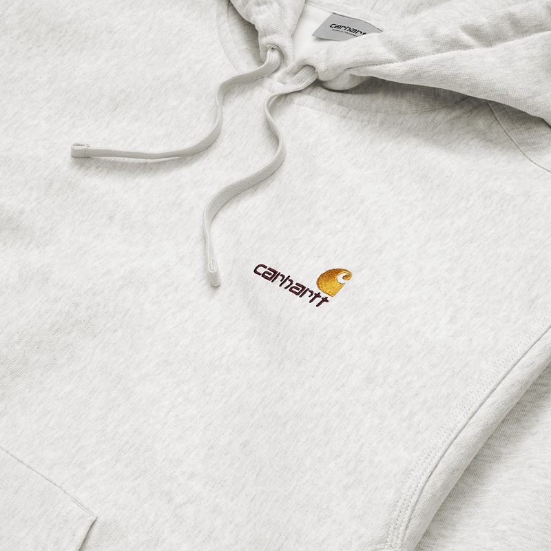 Grey Men Carhartt Hooded American Script Hoodie | JXP-140973