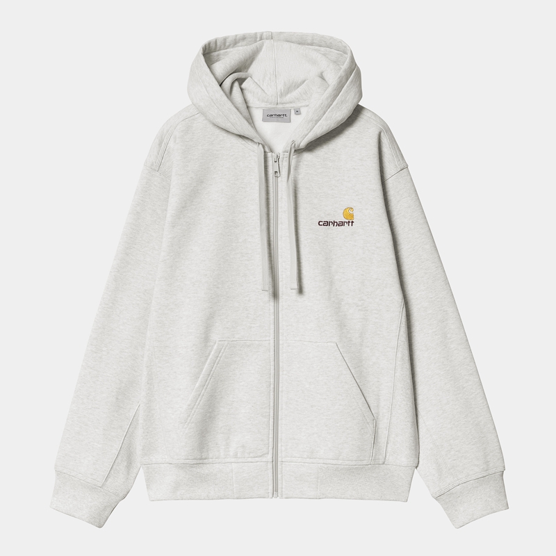 Grey Men Carhartt Hooded American Script Jackets | HLS-721694