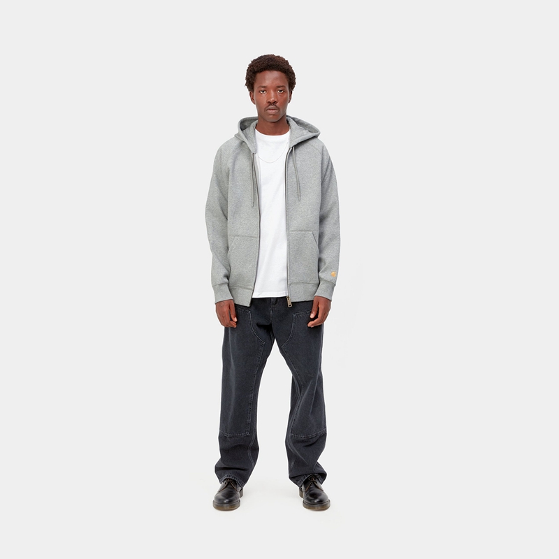 Grey Men Carhartt Hooded Chase Jackets | WIM-783504