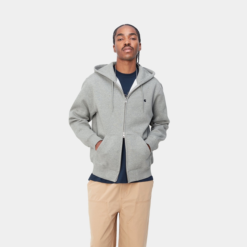 Grey Men Carhartt Hooded Madison Jackets | HFA-473502