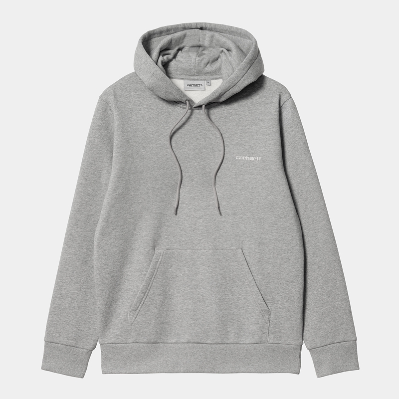 Grey Men Carhartt Hooded Script Embroidery Hoodie | WXA-860754