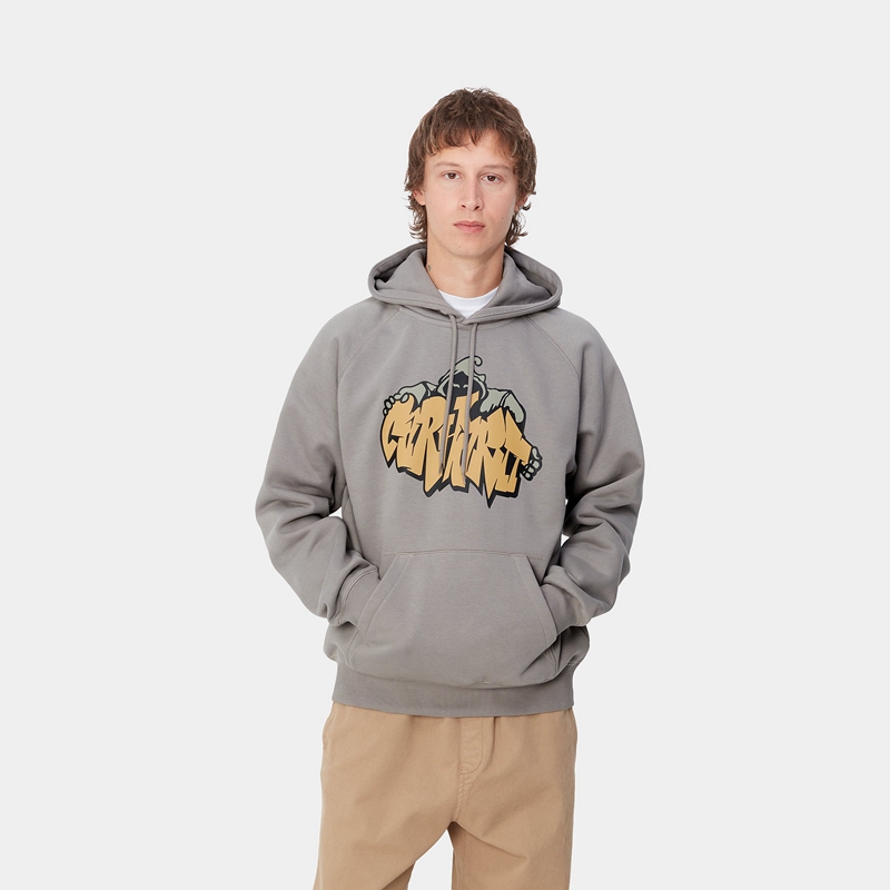 Grey Men Carhartt Hooded Yute Hoodie | MDI-492816