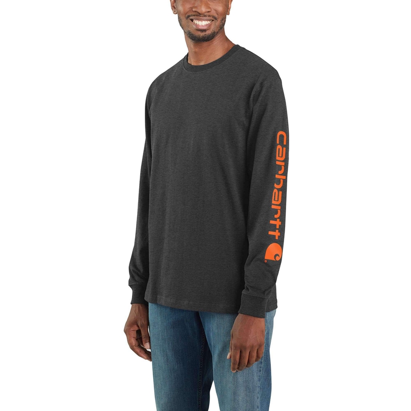 Grey Men Carhartt Loose Fit Heavyweight Long-Sleeve Logo Sleeve Graphic Sweatshirt | OZP-149823