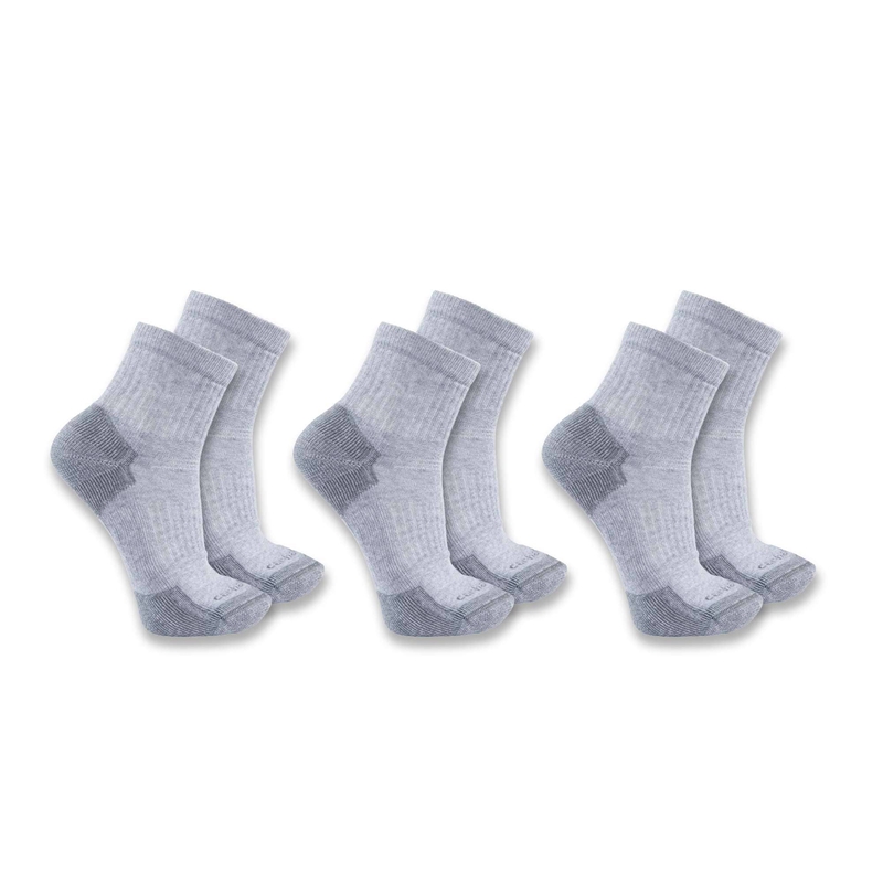 Grey Men Carhartt Midweight Cotton Blend Quarter 3-Pack Socks | DLC-634081