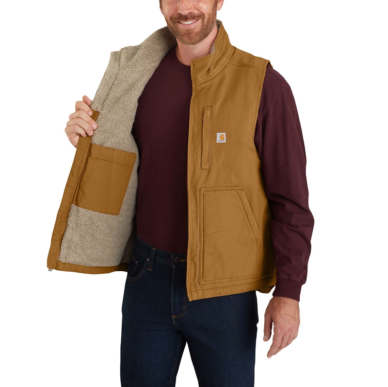 Grey Men Carhartt Mock-Neck Sherpa-Lined Vest | RML-691708