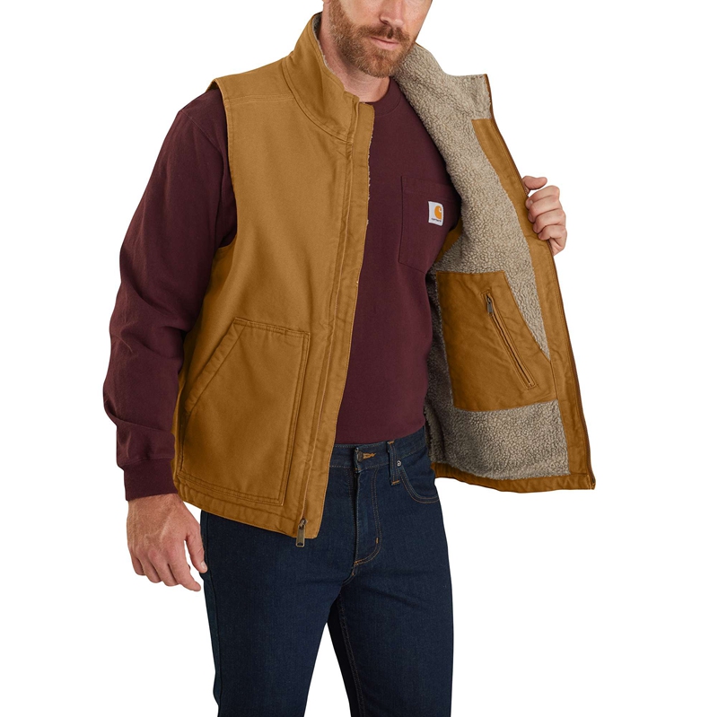 Grey Men Carhartt Mock-Neck Sherpa-Lined Vest | RML-691708