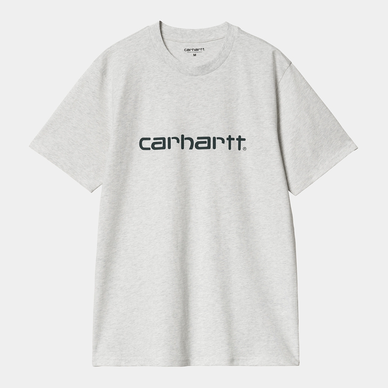 Grey Men Carhartt Script T-Shirt | AVR-047513